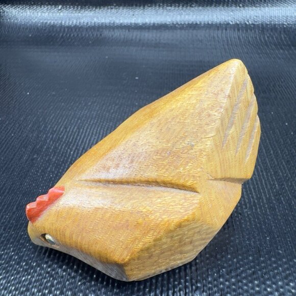 Hand Carved Wooden Chicken Hen Figurine Folk Art Figure Carved Decorative Hen - Picture 10 of 14